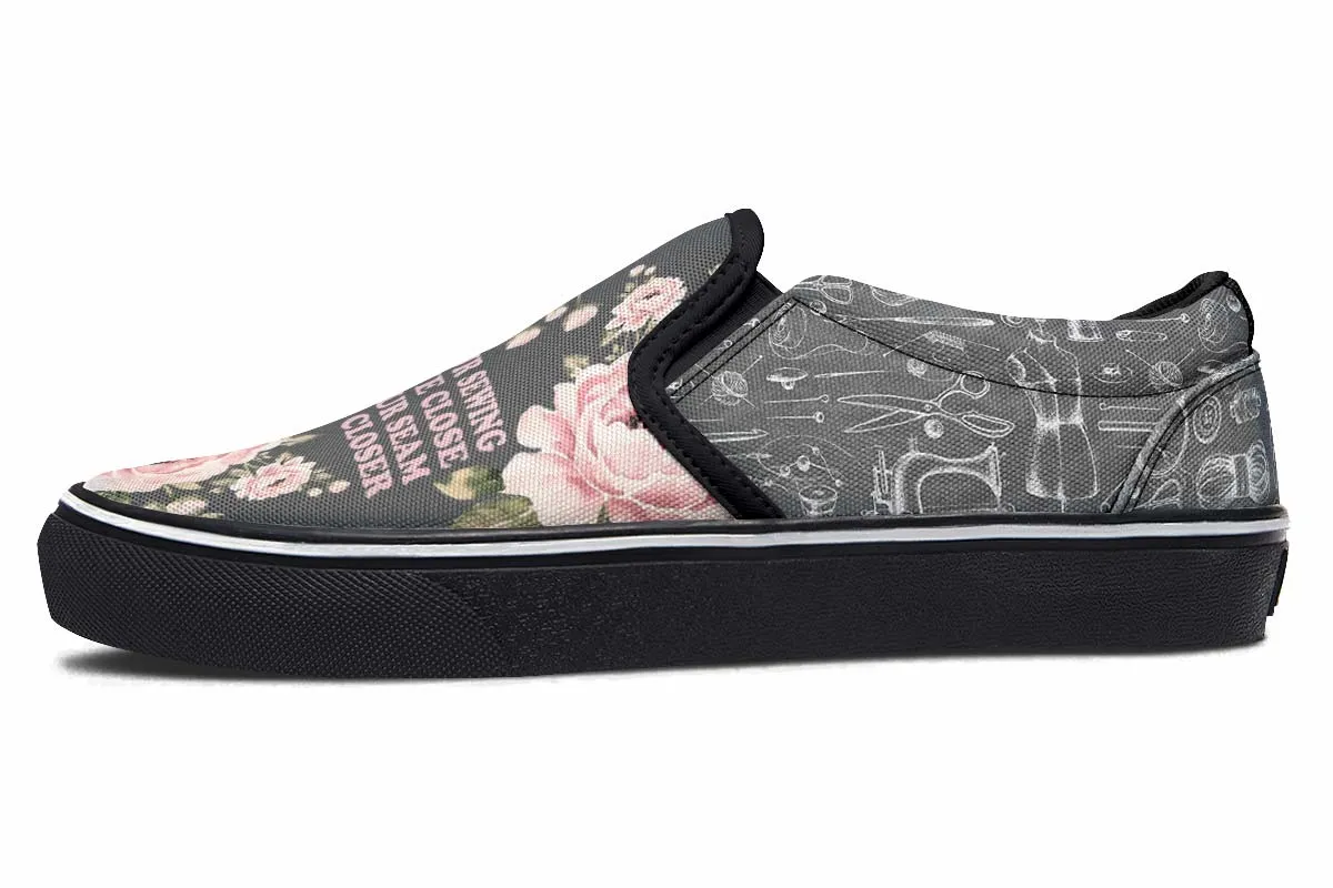 Floral Sewing Slip-On Shoes