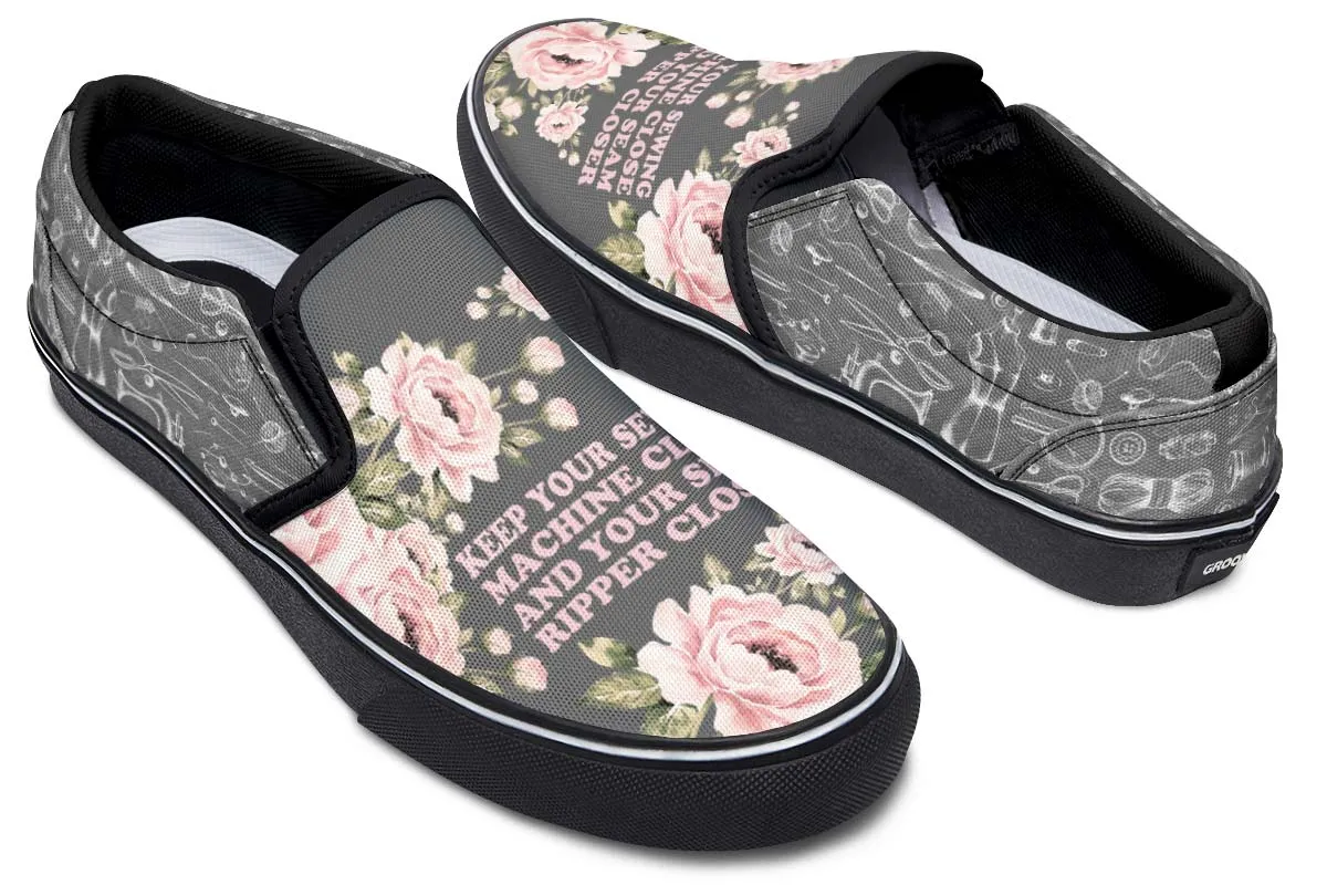 Floral Sewing Slip-On Shoes