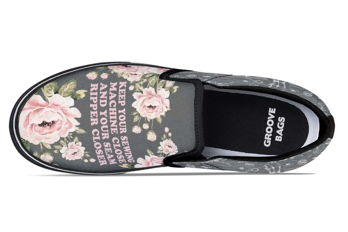 Floral Sewing Slip-On Shoes