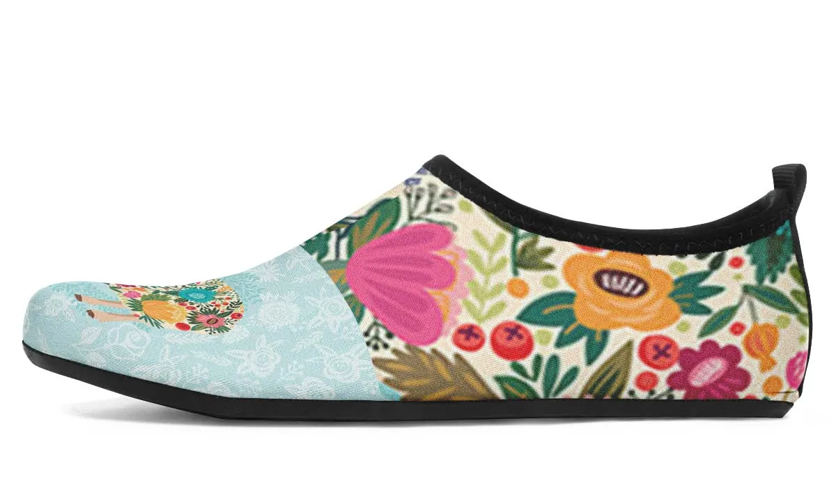 Floral Sheep Aqua Barefoot Shoes