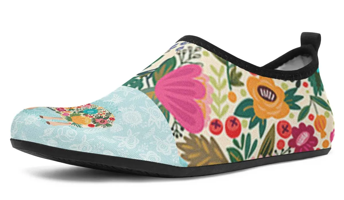 Floral Sheep Aqua Barefoot Shoes