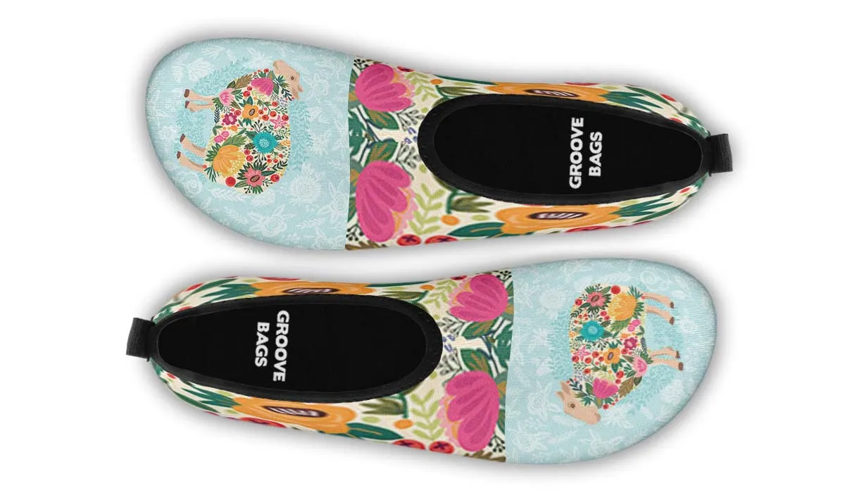 Floral Sheep Aqua Barefoot Shoes