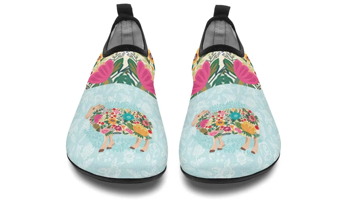 Floral Sheep Aqua Barefoot Shoes