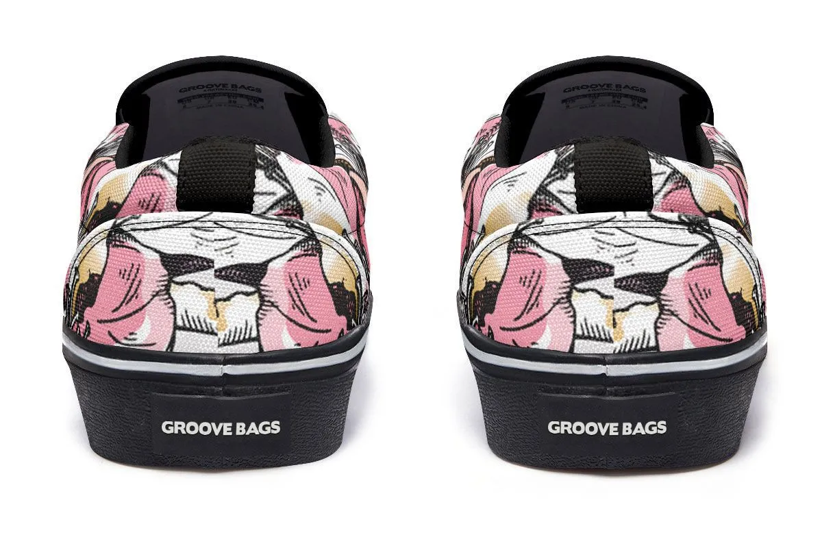 Floral Typewriter Slip-On Shoes