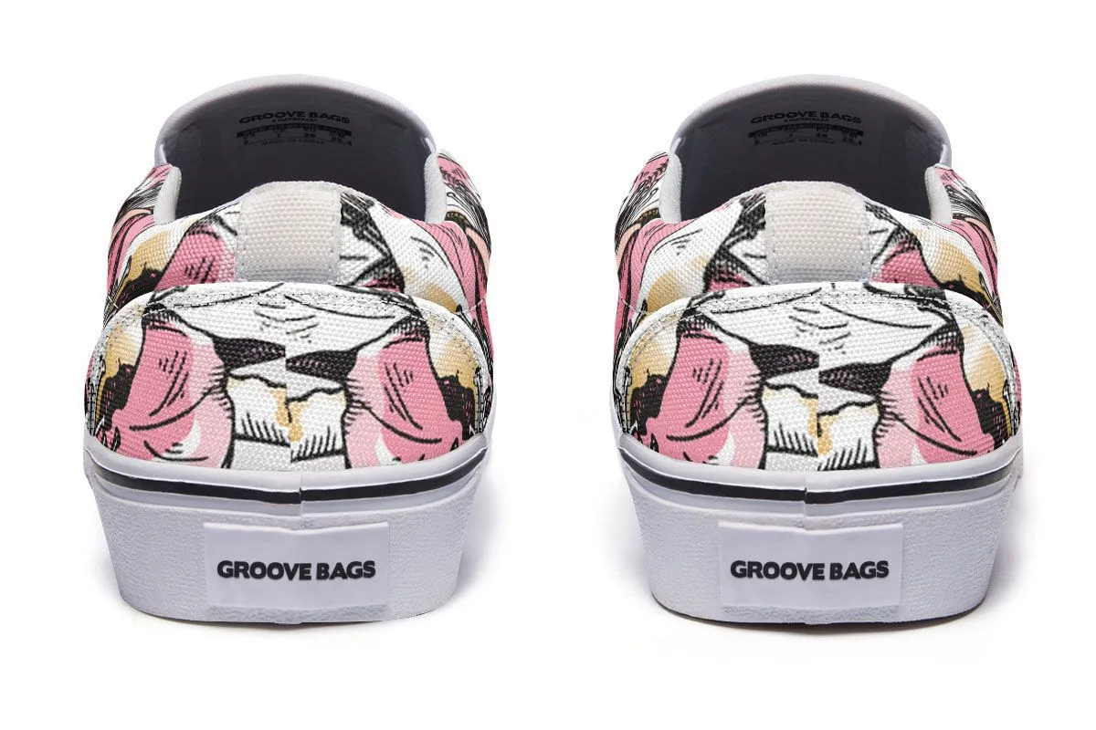 Floral Typewriter Slip-On Shoes