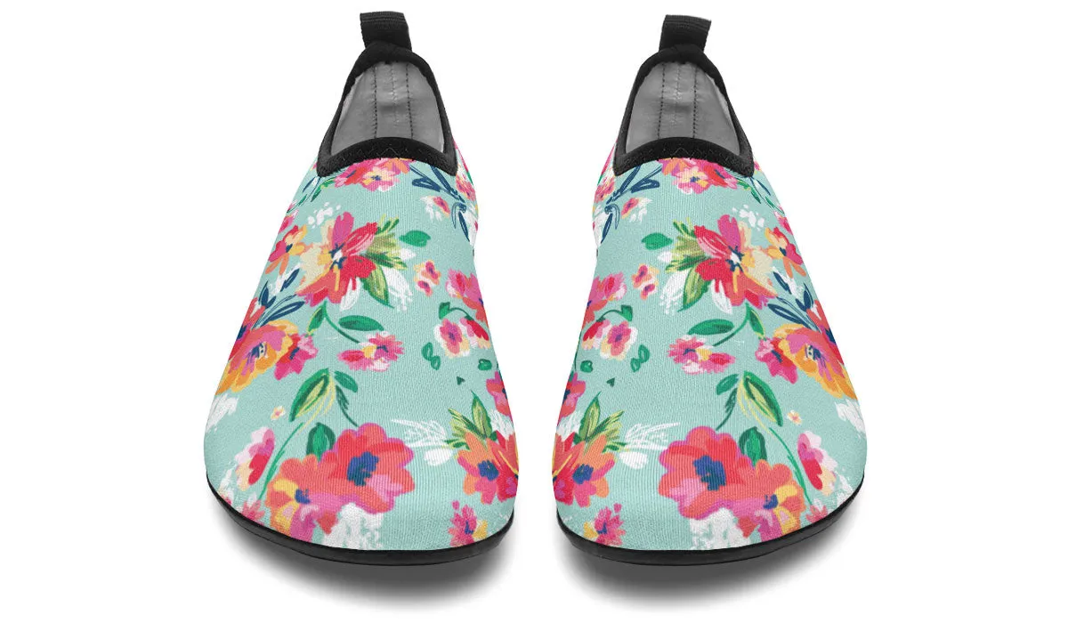 Florals Turquoise Aqua Barefoot Shoes