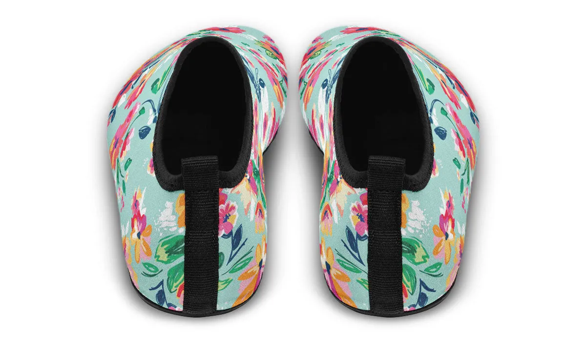 Florals Turquoise Aqua Barefoot Shoes