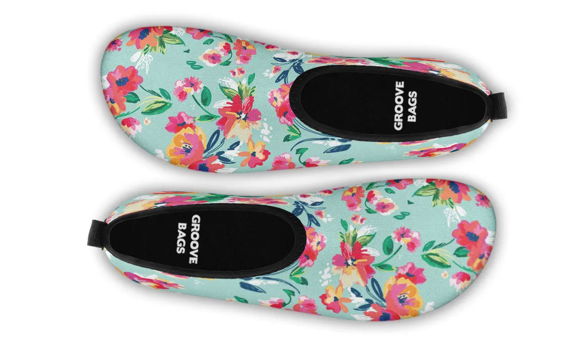 Florals Turquoise Aqua Barefoot Shoes