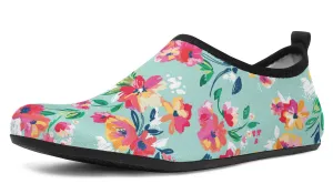 Florals Turquoise Aqua Barefoot Shoes
