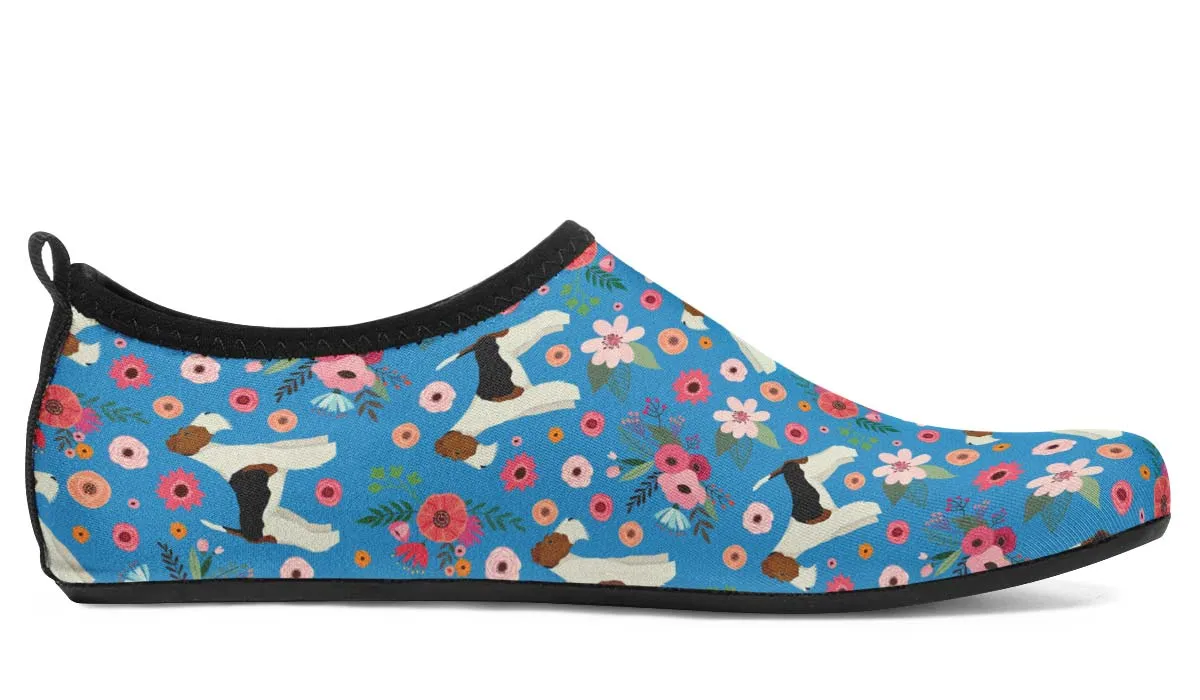 Fox Terrier Flower Aqua Barefoot Shoes
