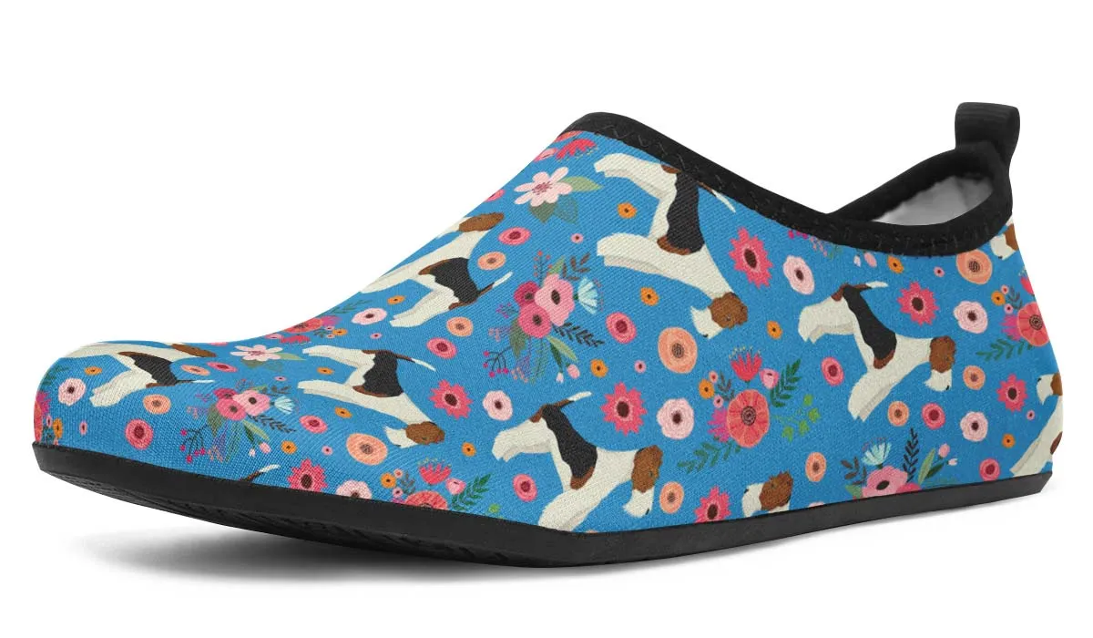 Fox Terrier Flower Aqua Barefoot Shoes