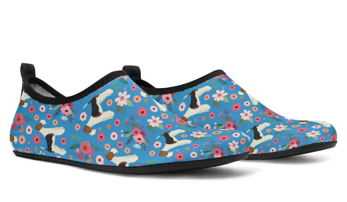 Fox Terrier Flower Aqua Barefoot Shoes