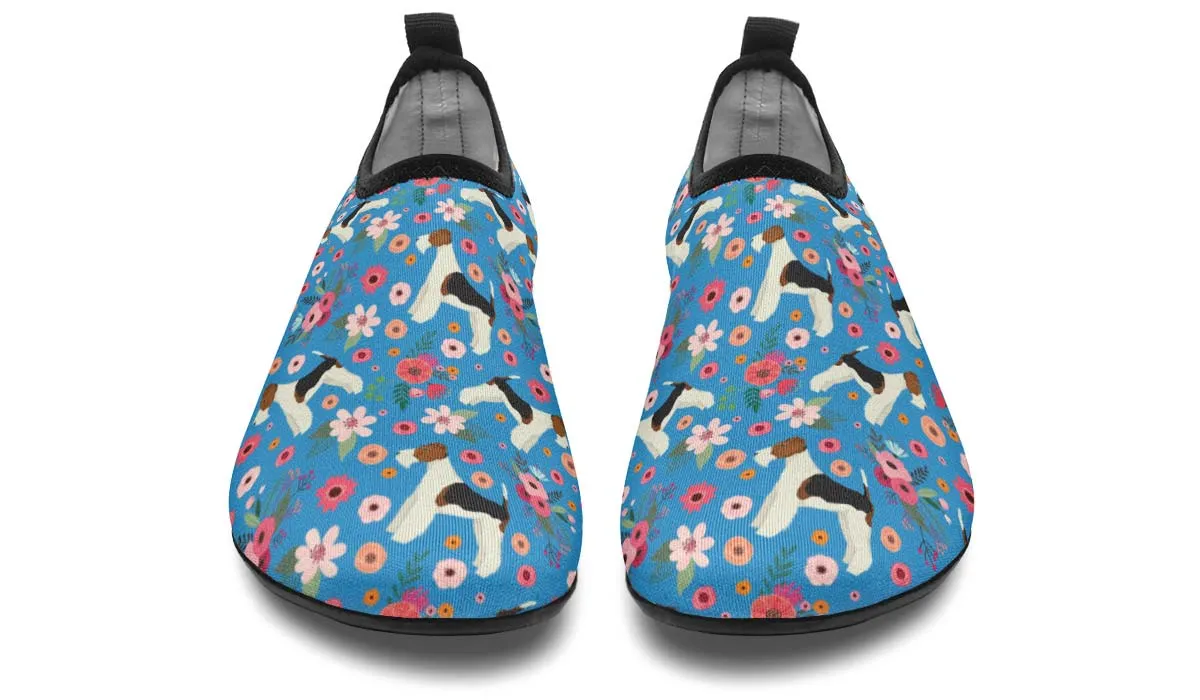 Fox Terrier Flower Aqua Barefoot Shoes