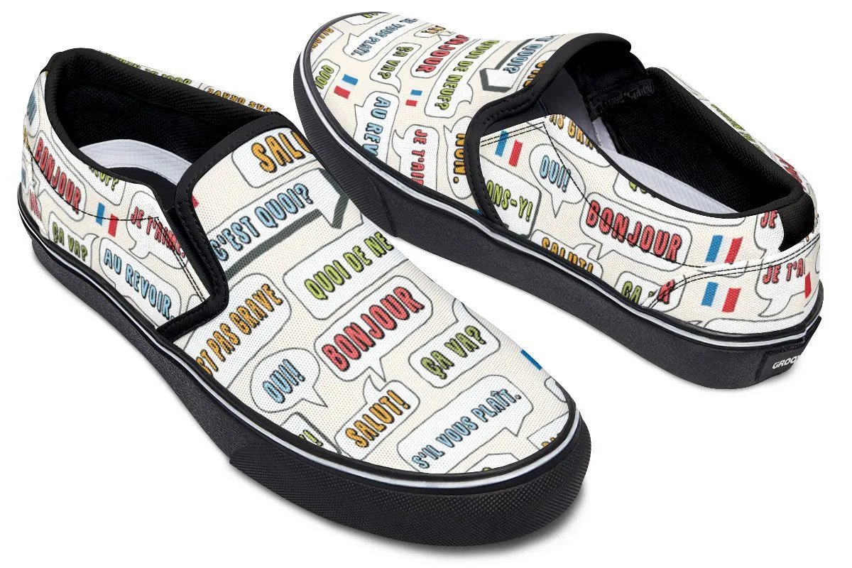 French Phrases Slip-On Shoes