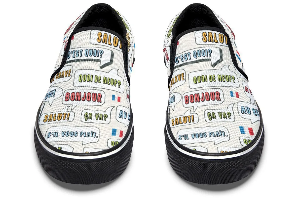 French Phrases Slip-On Shoes