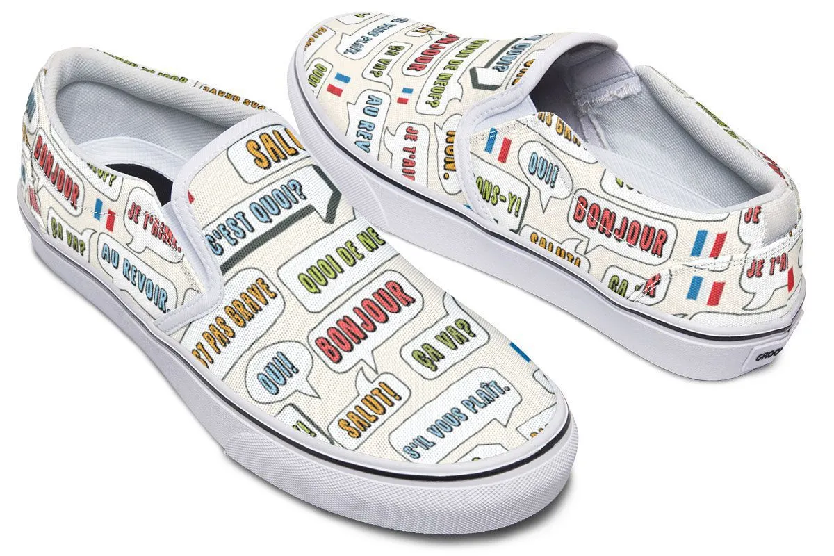 French Phrases Slip-On Shoes