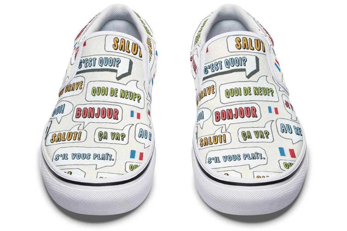 French Phrases Slip-On Shoes