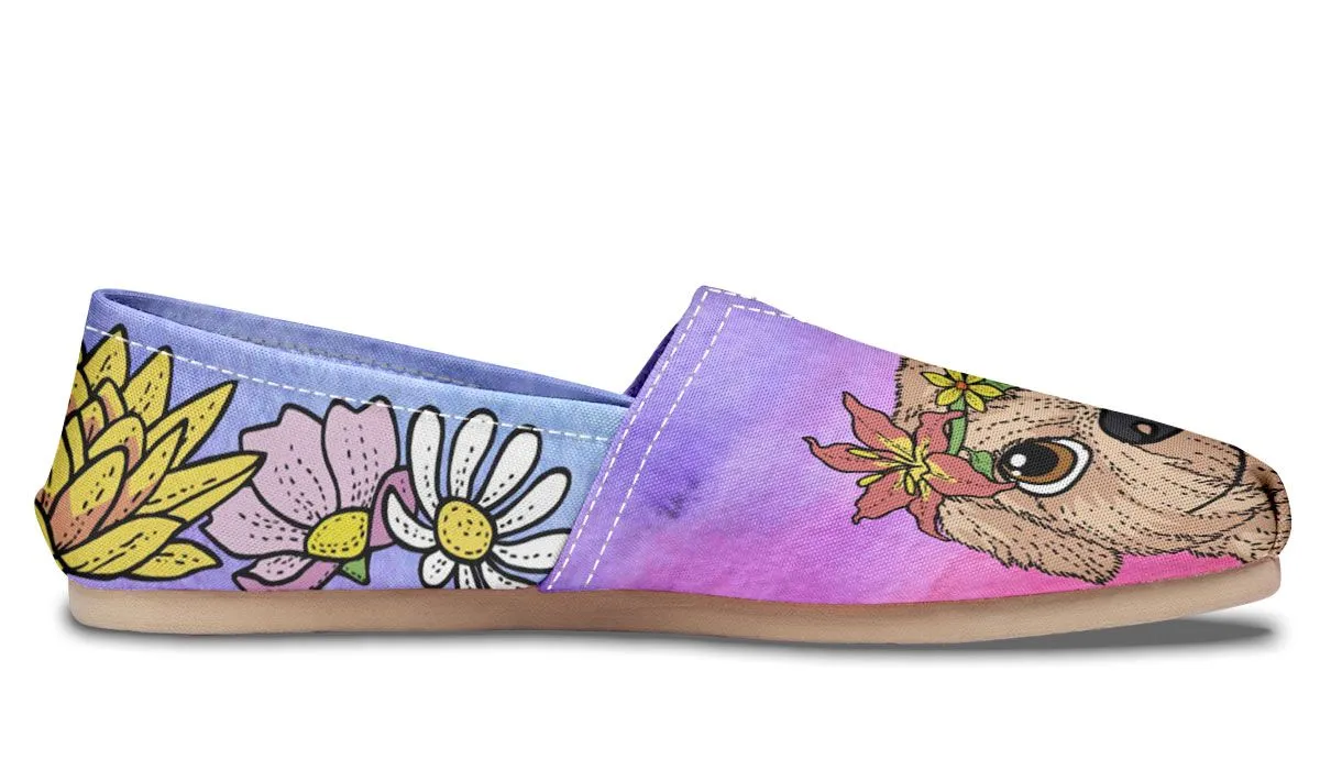 Fun Floral Golden Doodle Casual Shoes