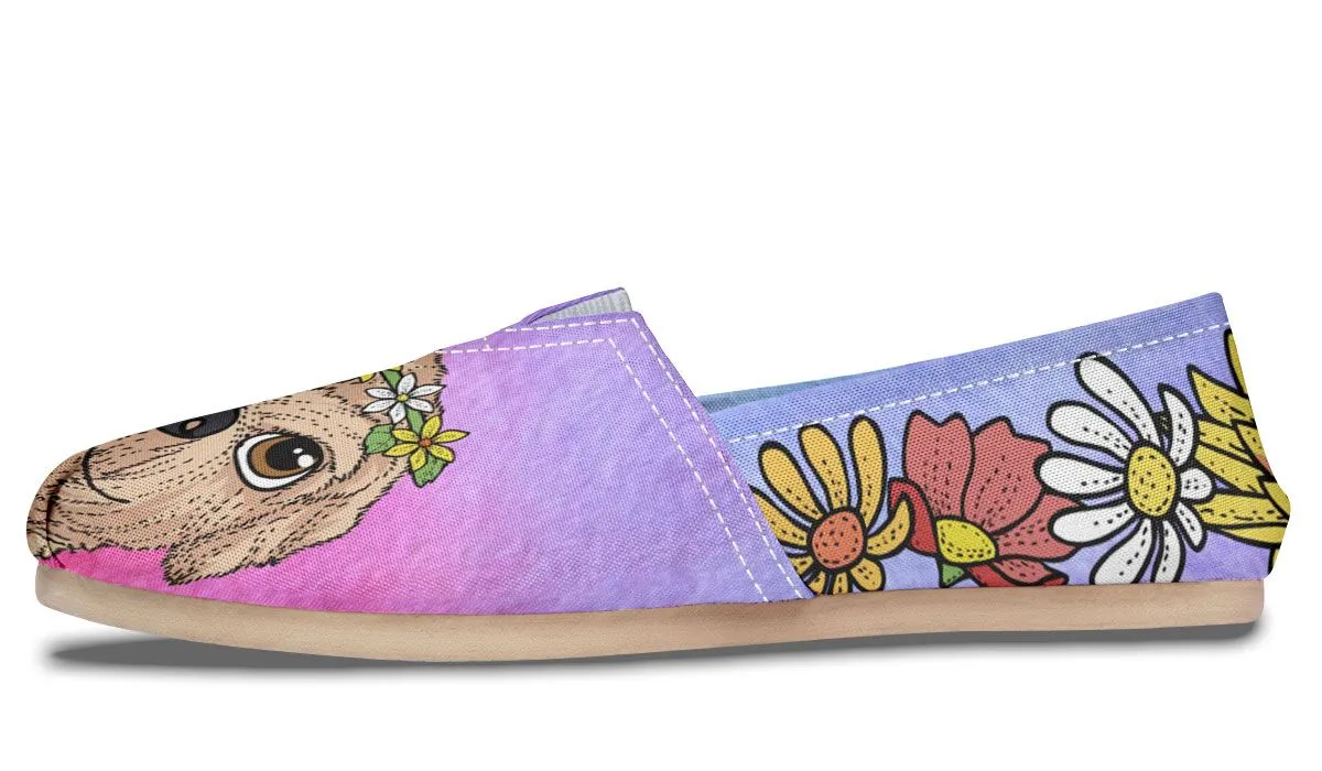 Fun Floral Golden Doodle Casual Shoes