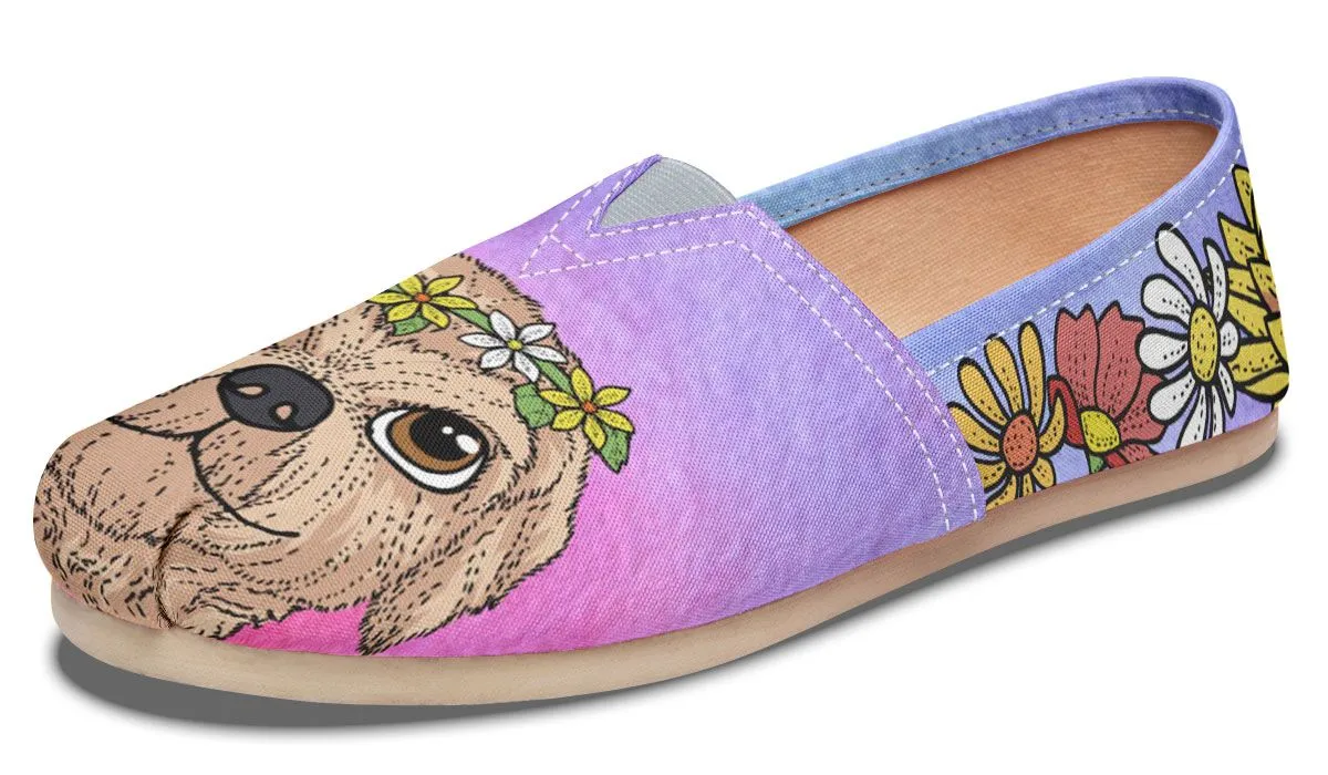 Fun Floral Golden Doodle Casual Shoes