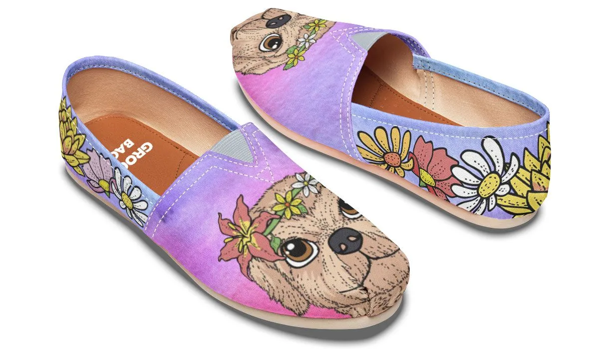 Fun Floral Golden Doodle Casual Shoes