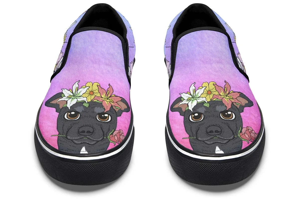 Fun Floral Greyhound Slip-On Shoes