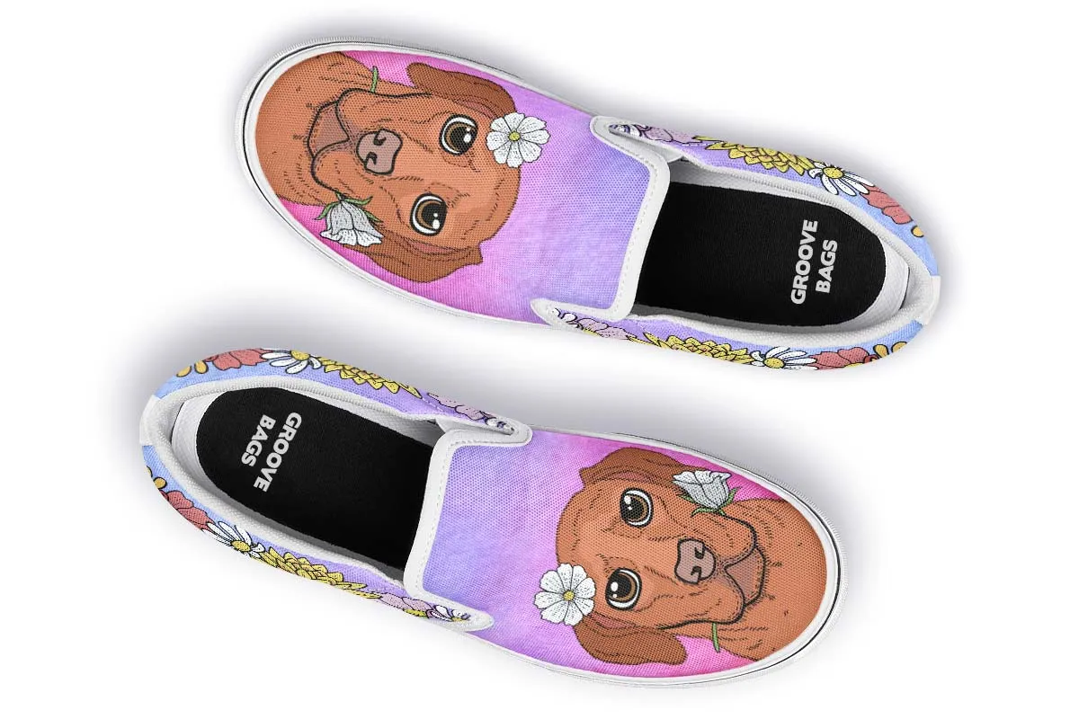Fun Floral Vizsla Slip-On Shoes