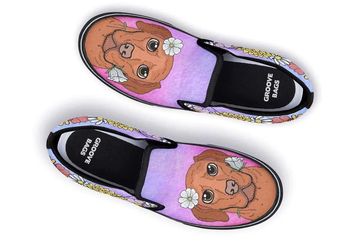 Fun Floral Vizsla Slip-On Shoes