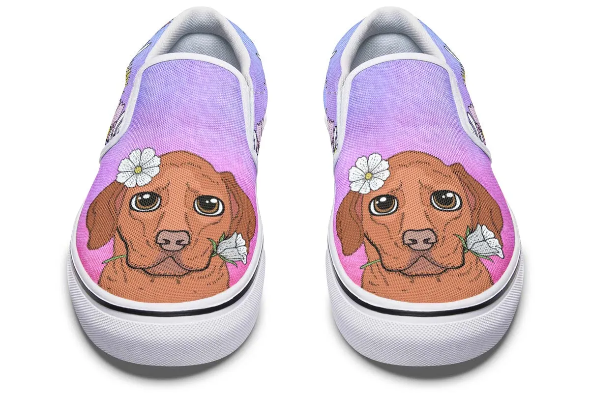 Fun Floral Vizsla Slip-On Shoes