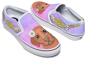 Fun Floral Vizsla Slip-On Shoes