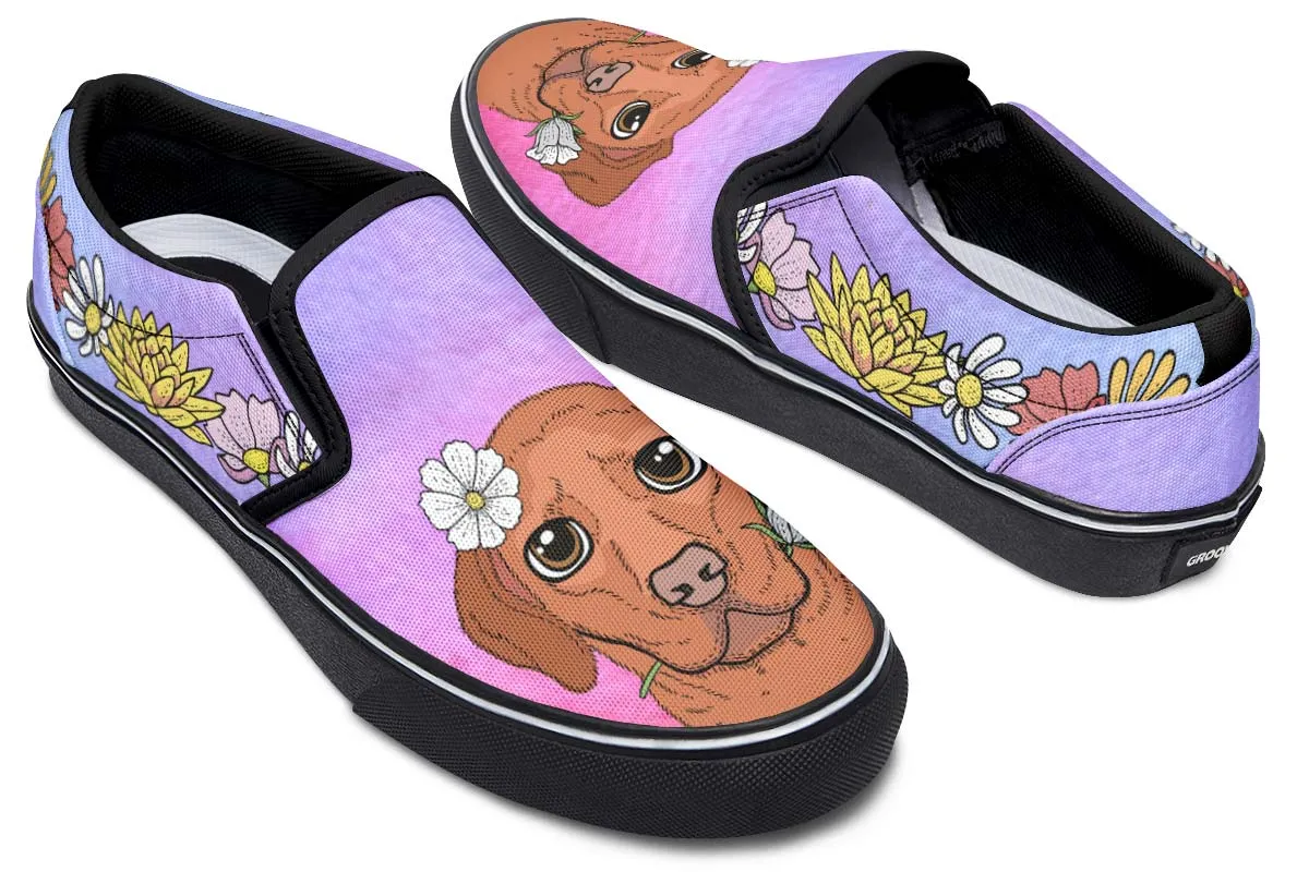 Fun Floral Vizsla Slip-On Shoes