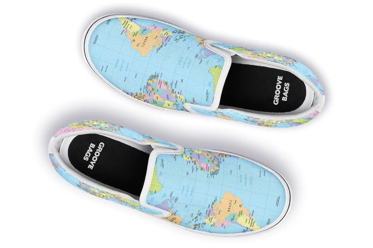 Geography Globe Slip-On Shoes