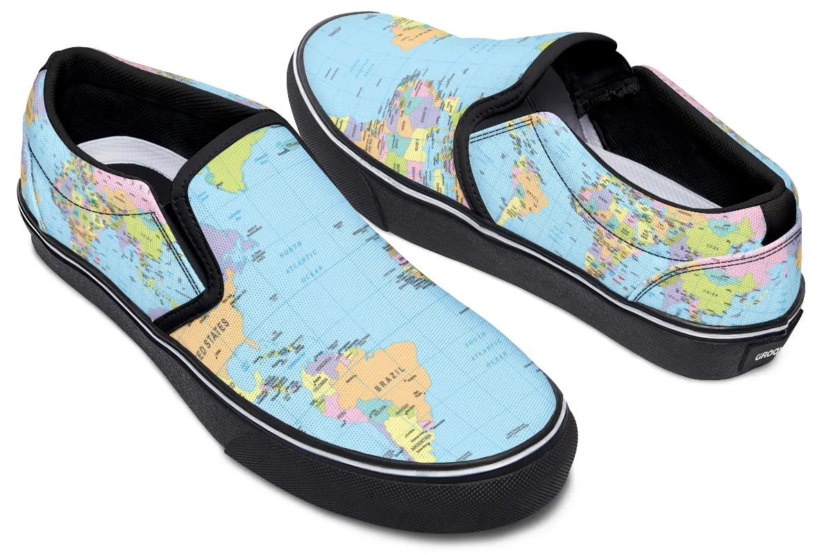 Geography Globe Slip-On Shoes