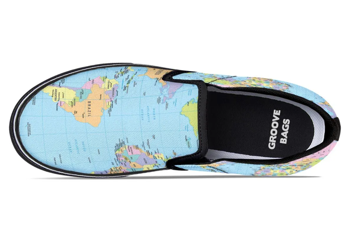 Geography Globe Slip-On Shoes