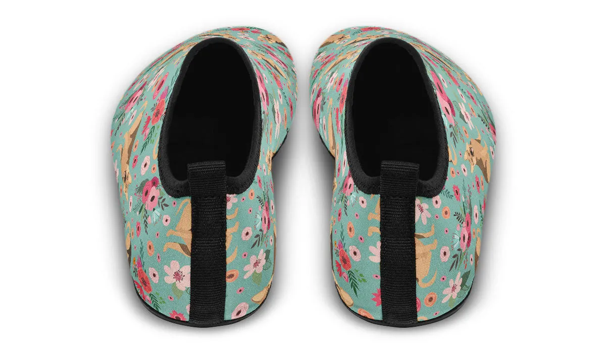 German Shepherd Flower Aqua Barefoot Shoes