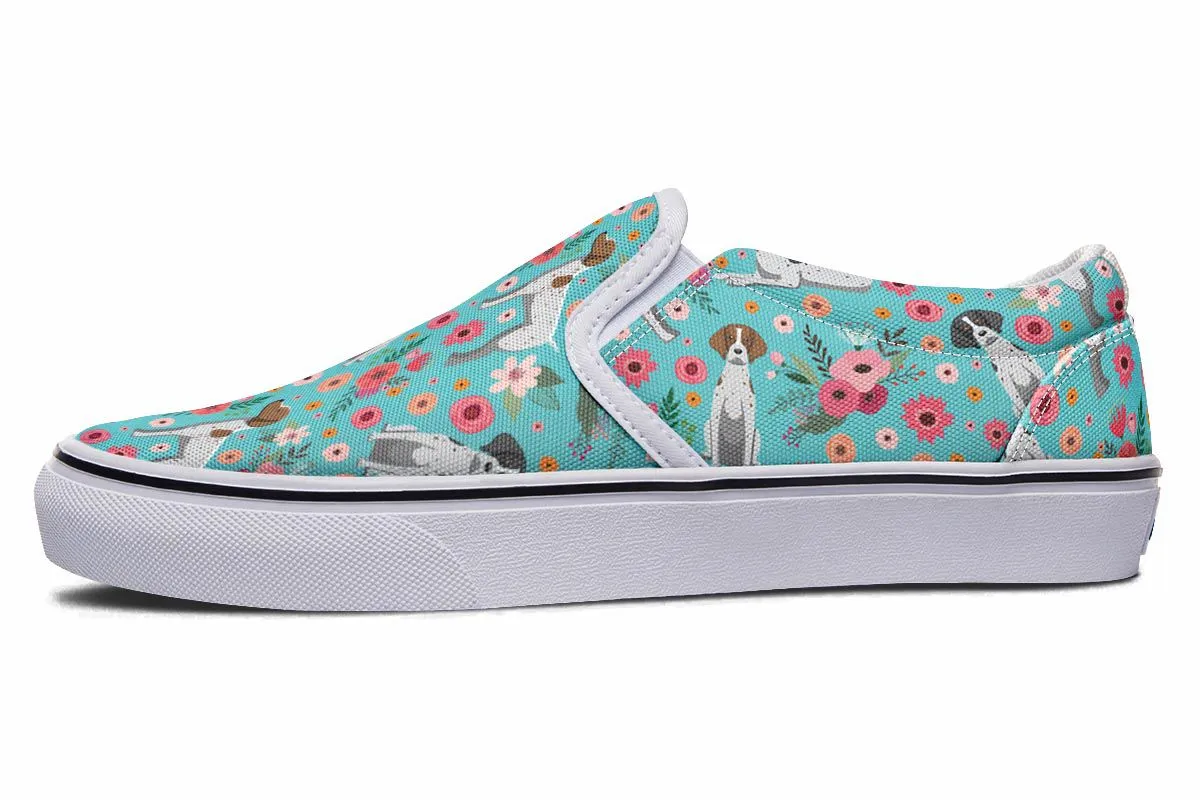 German Shorthaired Pointer Flower Slip-On Shoes