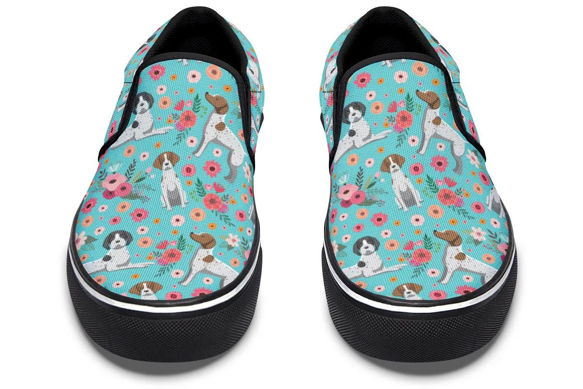 German Shorthaired Pointer Flower Slip-On Shoes