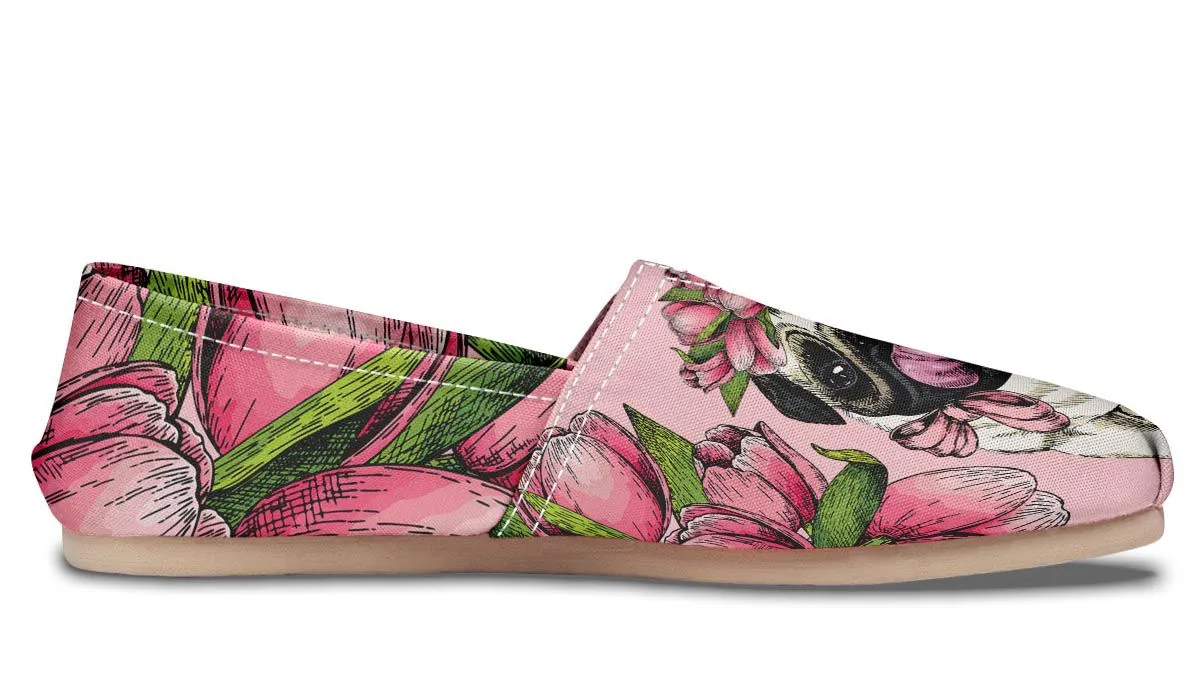 Goofy Floral Pug Casual Shoes