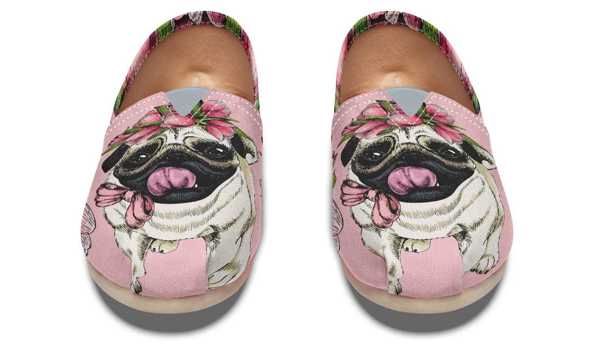 Goofy Floral Pug Casual Shoes