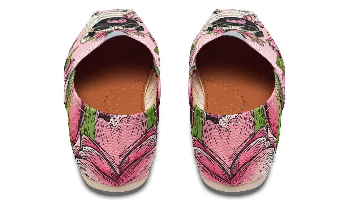 Goofy Floral Pug Casual Shoes