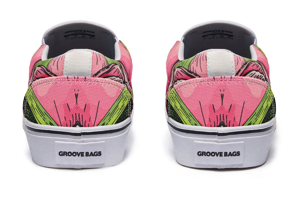 Goofy Floral Pug Slip-On Shoes
