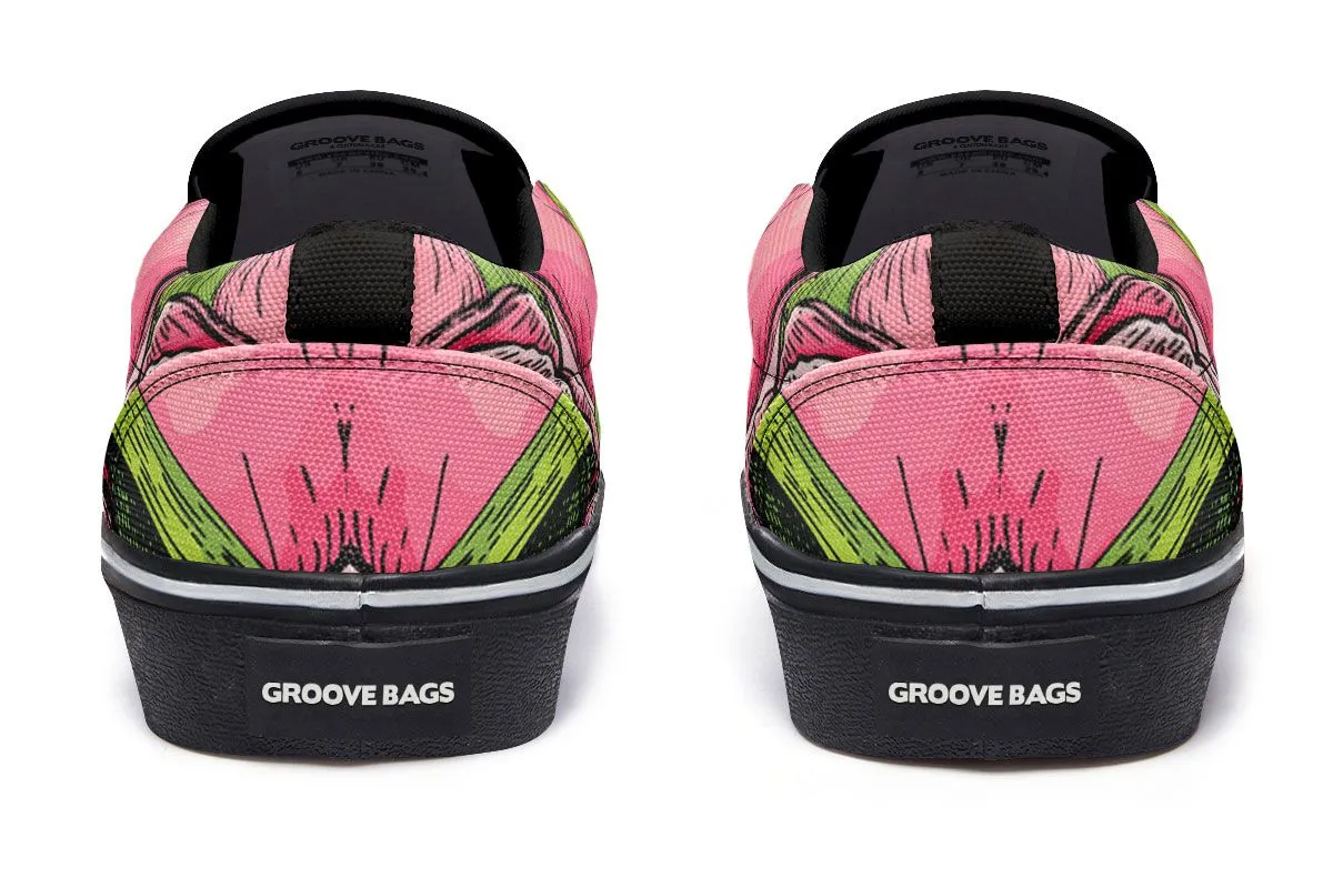Goofy Floral Pug Slip-On Shoes