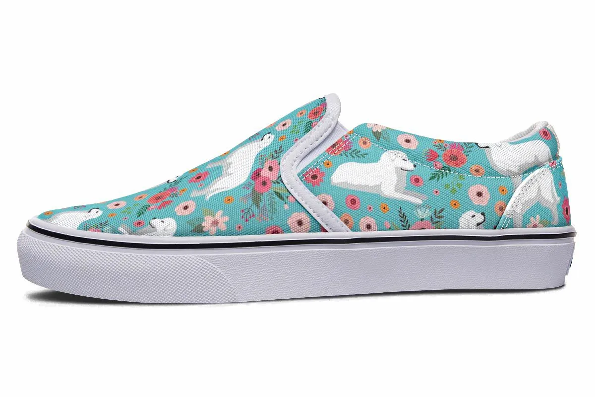 Great Pyrenees Flower Slip-On Shoes