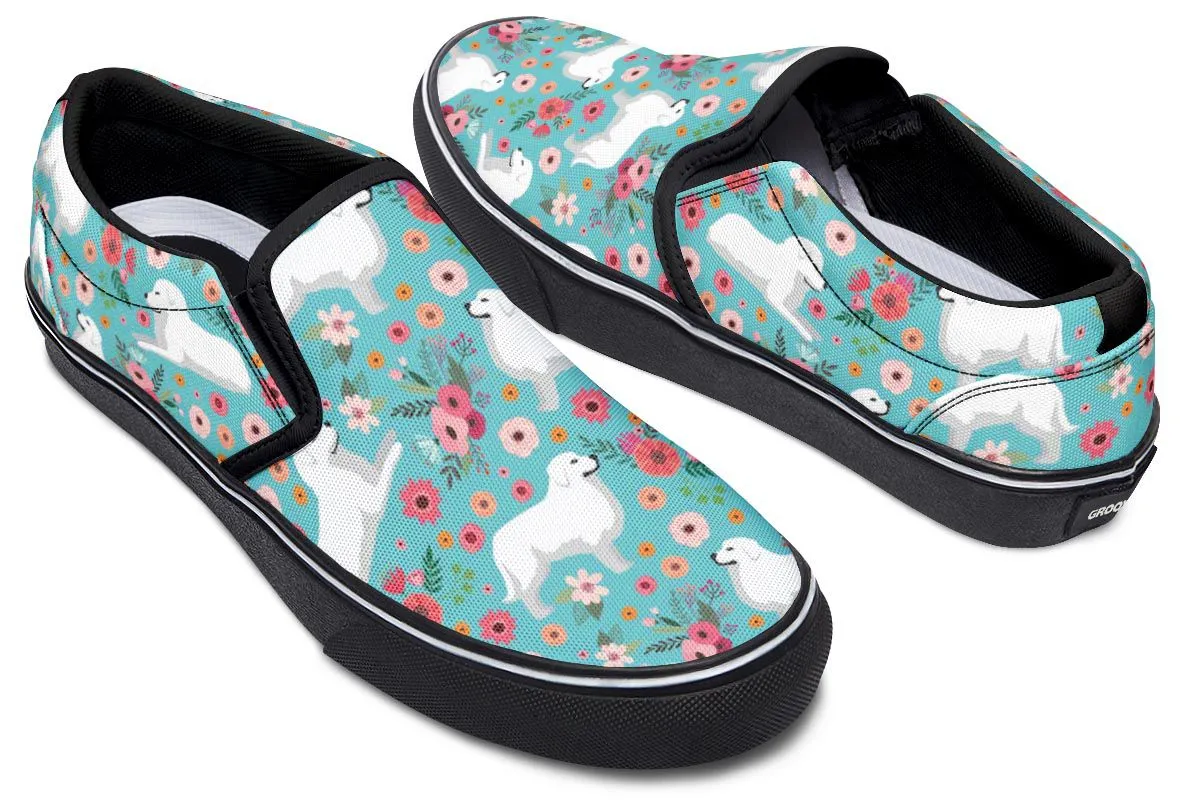 Great Pyrenees Flower Slip-On Shoes
