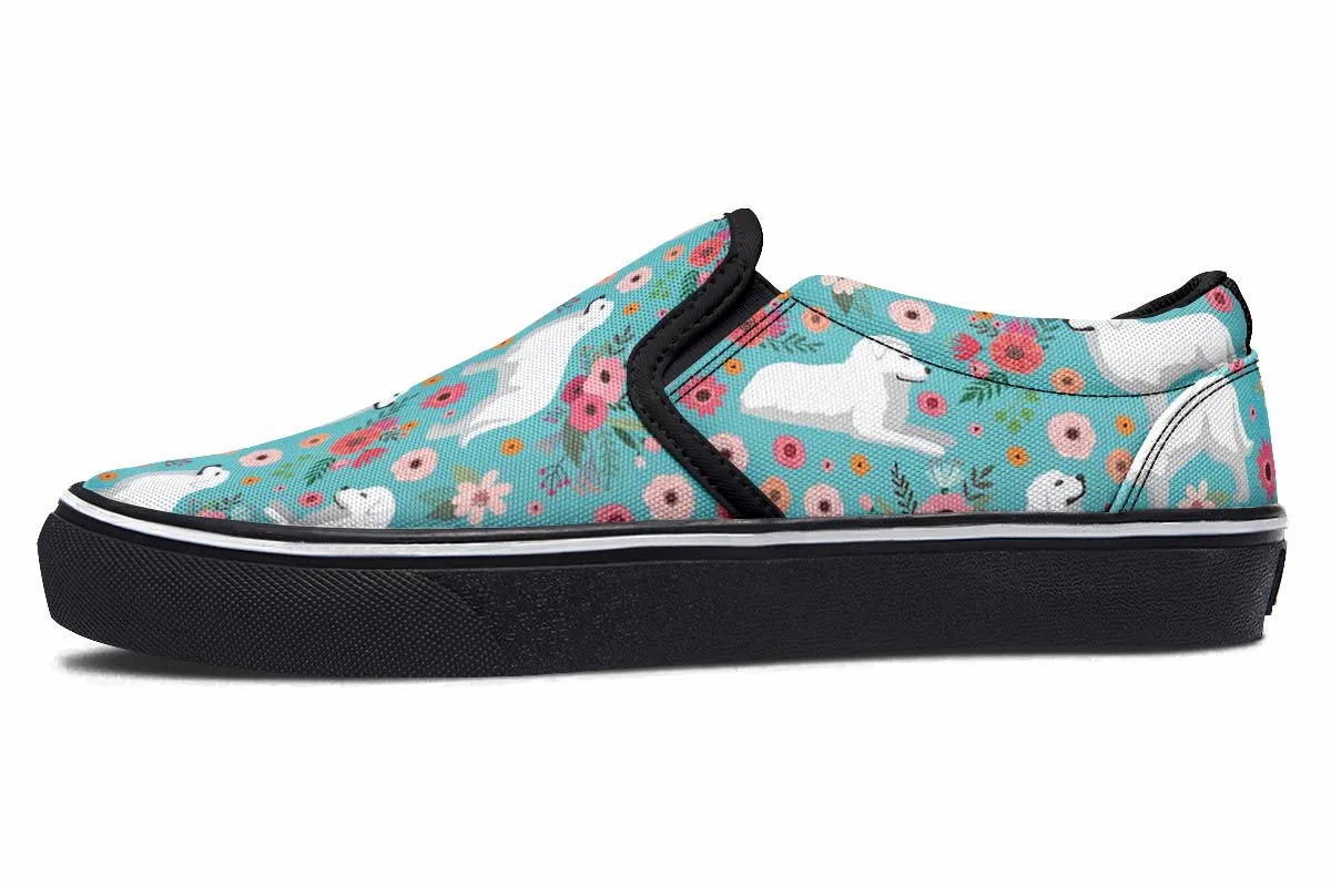 Great Pyrenees Flower Slip-On Shoes