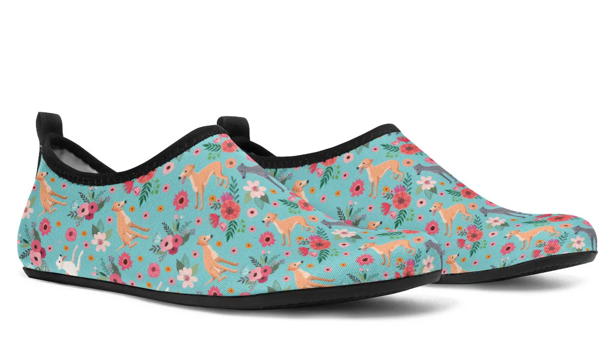 Greyhound Flower Aqua Barefoot Shoes