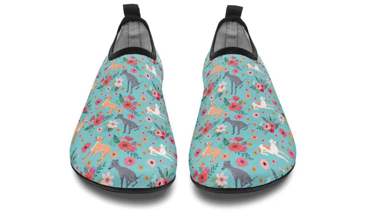 Greyhound Flower Aqua Barefoot Shoes