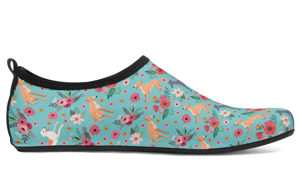 Greyhound Flower Aqua Barefoot Shoes