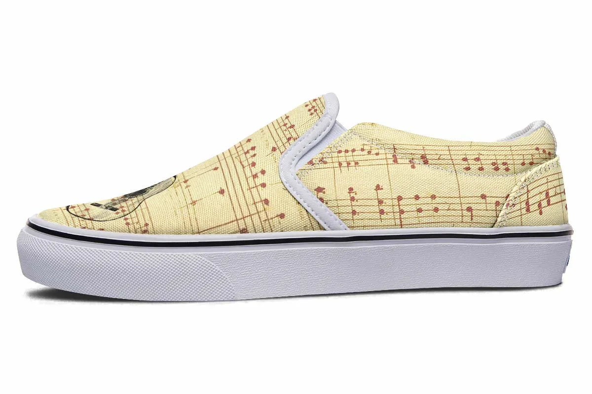 Guitar Sketch Slip-On Shoes