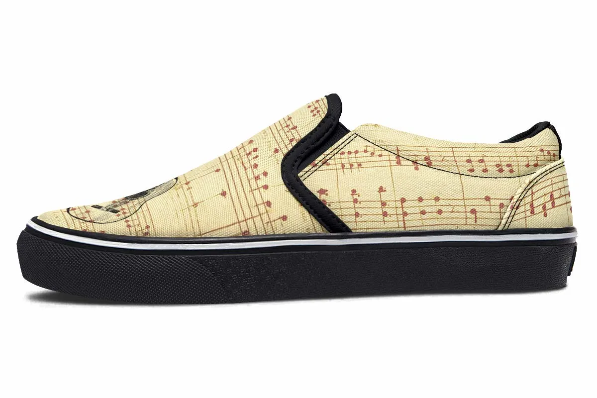 Guitar Sketch Slip-On Shoes